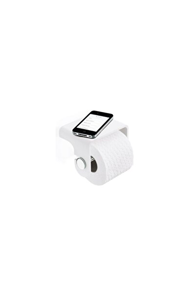Decor Walther Stone Toilet Paper Holder, Open, with Shelf - White/Chrome
