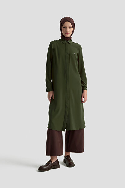 Armine Trend Basic Gizli Düğmeli Uzun Gömlek Tunik Modaayka 25AYC4158