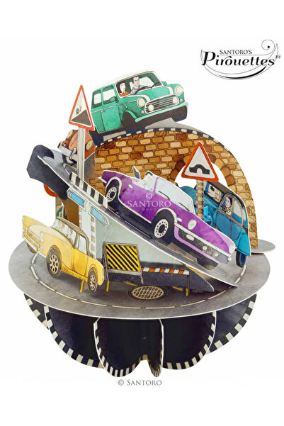 Santoro Felicitare 3D Pirouettes Masini retro