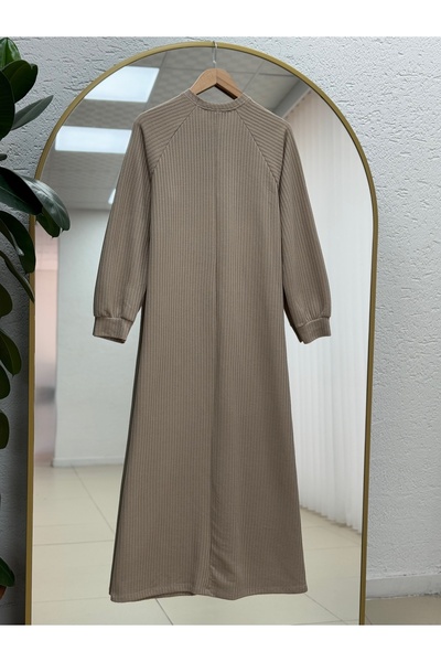 BENAHOLL Φόρεμα Delella Reglan με ζώνη με μανίκια-Gofre-MF1693 Mink