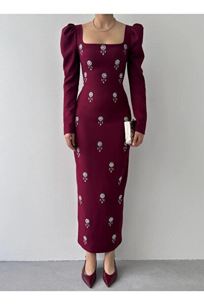 conconmoda Pera Taş Detaylı Elbise