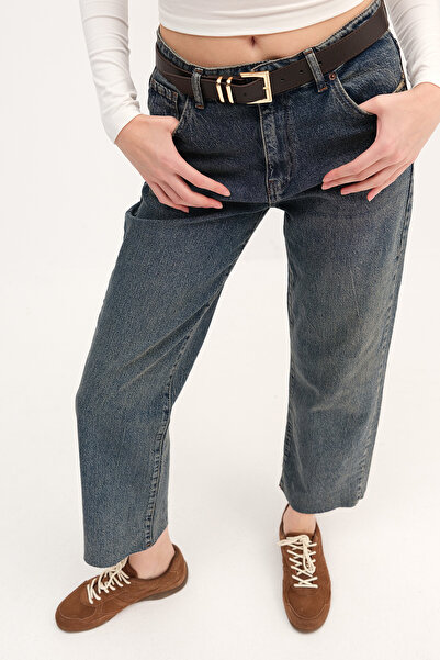 Addax Belted Straight Jean Pants Pn254