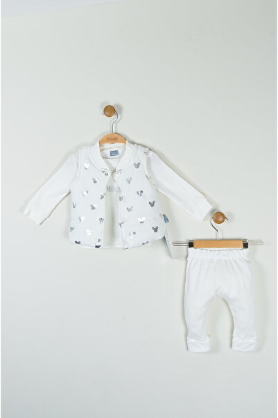 zubi baby & kids wear Sweet Mouse 3-Piece White Baby Set (0-12)