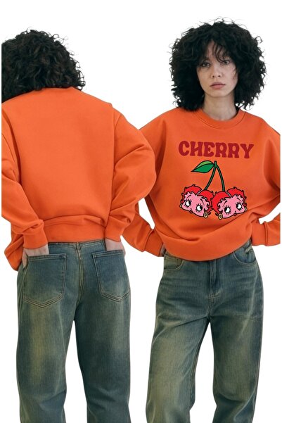 ArtYus سويت شيرت برقبة دائرية وأكمام طويلة للجنسين من Cherry Betty Boop مطبوع...