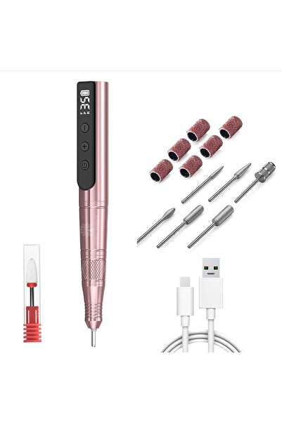 global fashion Rechargeable 24W Pink Nail Drill 35,000 RPM – Portable USB-C E...