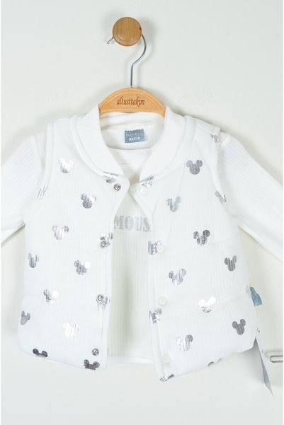 zubi baby & kids wear Sweet Mouse 3-Piece White Baby Set (0-12)