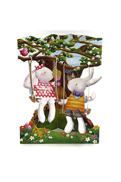 Santoro Felicitare 3D Swing Cards Iepurasi in leagan