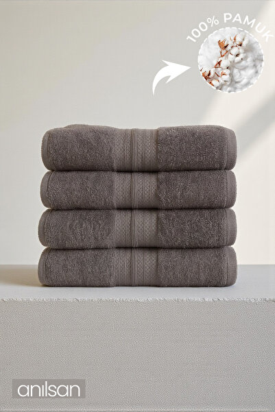 Anılsan 4-пакет еко-антрацитових рушників для ванної кімнати - 70x140 см, 345 г, 100% бавовна, рушники для спа-салонів та готелів, для щоденного використання