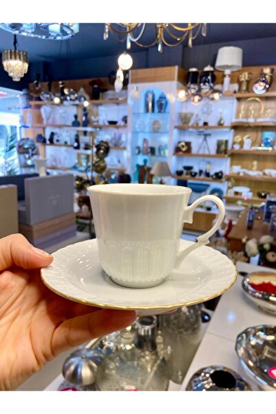 ÇIRPAN EV BEYAZ MAT ALTIN TEK KİŞİLİK ÇAY FİNCANI