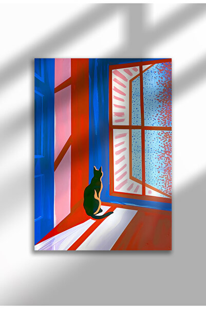 21mxm Imprimeu pe pânză cu pisică neagră – Operă digitală pe hârtie neînrămat...