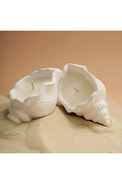 Dekorasi Dekoratif Hediyelik İkili Bebek Pudrası Kokulu Deniz Kabuğu Fitilli Mum