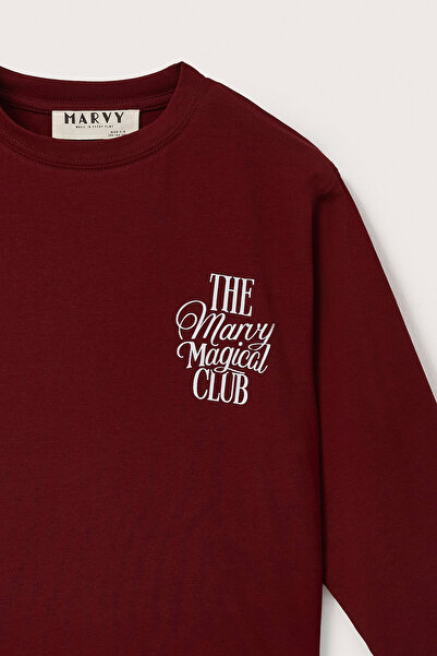 Marvy The Magical Club Burgundy Printed Long Sleeve Tshirt