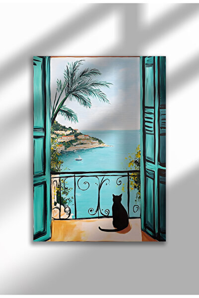 21mxm Imprimeu pe pânză cu pisică neagră – Operă digitală pe hârtie neînrămat...