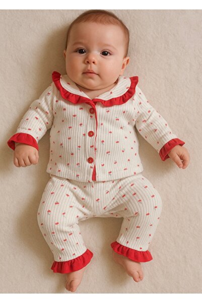 SANTRALBEBE Baby Girl Front Buttoned Set