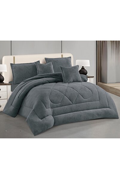 Roshen 4-piece winter double bed sheet set, soft velvet middle filling with plain fur, double-sided, velvet material, quilt size 210*170