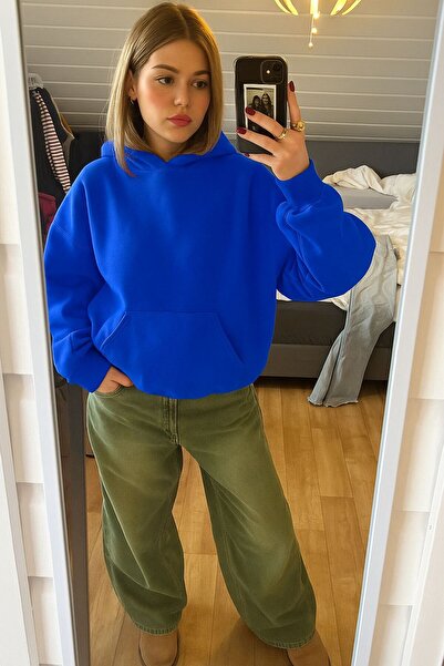 DM DOLCE MORE سترة رياضية بقلنسوة للجنسين مصنوعة من القطن الممشط بثلاث خيوط