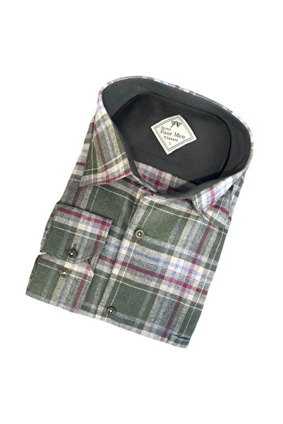 GÖMLEK GALERİSİ Classic Wide Cut Plaid Flannel Long Sleeve Men's Shirt