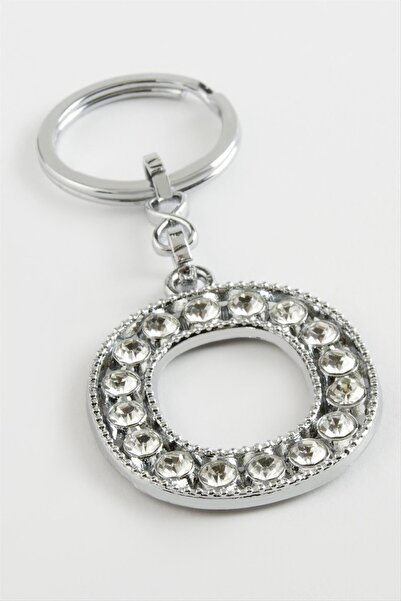 TakÇalıştır Silver Colored Stone Letter Keychain