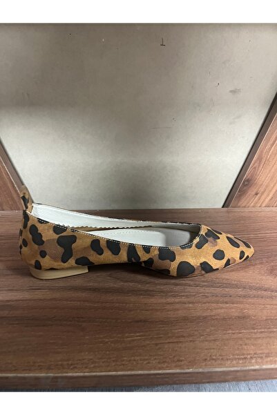 Butik Noble Shoes Hakiki Deri Leopar Sivri Babet