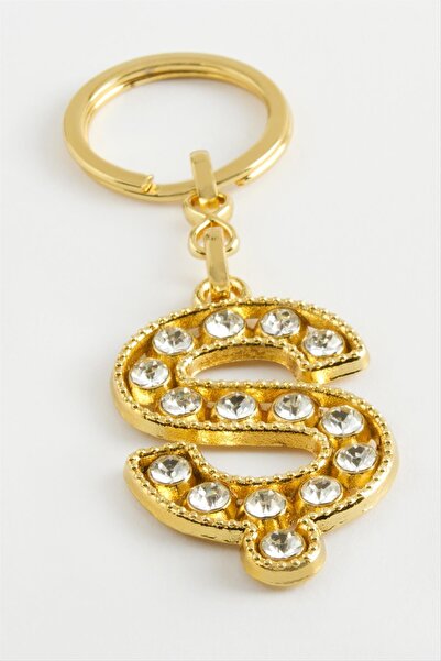 Marsilyan Yellow Colored Stone Letter Keychain