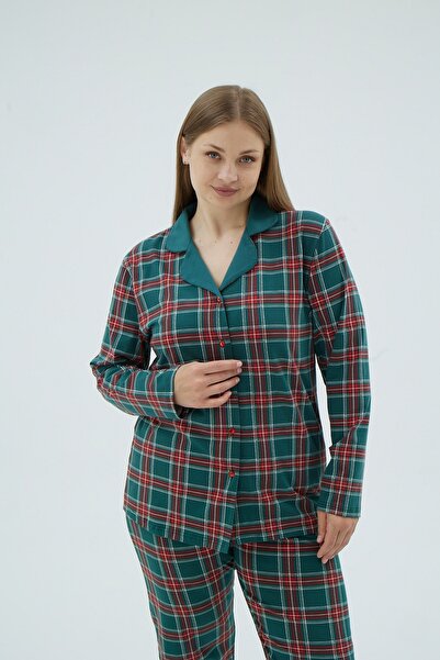 Sevim 17086 KADIN BATTAL BOY DÜĞMELİ PİJAMA TAKIM