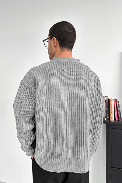 HAFKAGİYİM Gray Knitted Detail Knitwear Cardigan