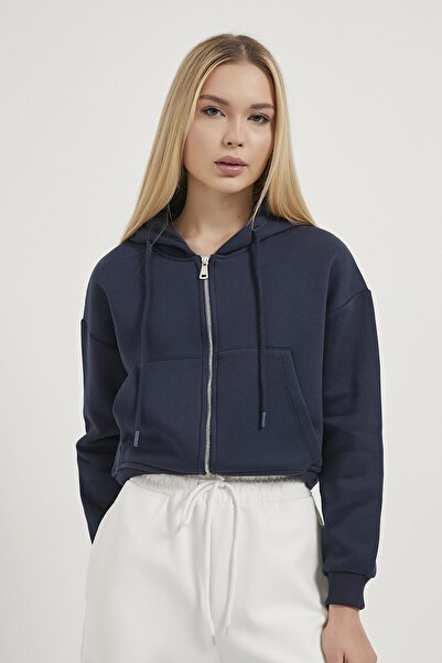 Arma Life Γυναικείο φούτερ με φερμουάρ και κουκούλα Laci Loose Crop