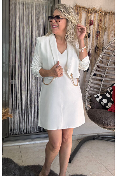 Dila Butik Zincir Detaylı Elbise Ceket Takım