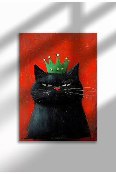 21mxm Imprimeu pe pânză cu pisică neagră – Operă digitală pe pânză neînrămată...