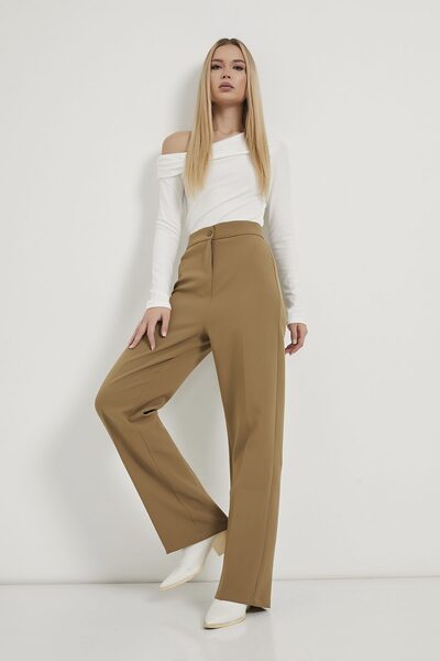 Arma Life Women's High Waist Satraight Fit Loose Khaki Pants