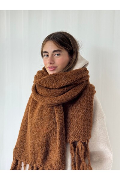 Retrobird Eșarfă tricotată moale de dimensiuni mari, maro deschis pentru femei