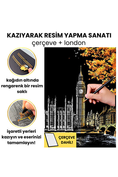 minyaturia Kazı ve Çerçevele Hobi Seti, Kendi Tablonu Oluştur - Kazıyarak Res...