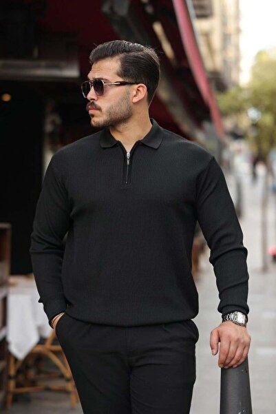 Aymood Men's Thessaloniki Knitted Collared Long Sleeve Sweater