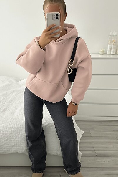 E-ROMA سترة رياضية بقلنسوة للجنسين مصنوعة من القطن الممشط بثلاث خيوط