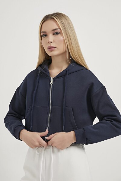 Arma Life Γυναικείο φούτερ με φερμουάρ και κουκούλα Laci Loose Crop