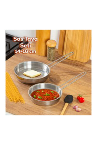 abnturk Dayanıklı Yanmaz Yapışmaz Çok Amaçlı 2 li Paslanmaz Çelik Set 17 cm& ...