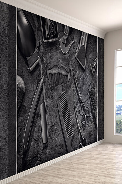 dreamwall Barber Shop Siyah Beton Efektli Tekstil Duvar Kağıdı