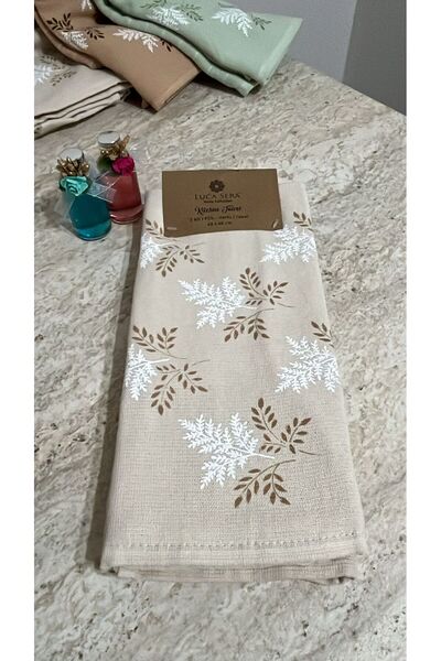 Luca Sera YAPRAK DESENLİ MUTFAK HAVLUSU 2*Lİ SET