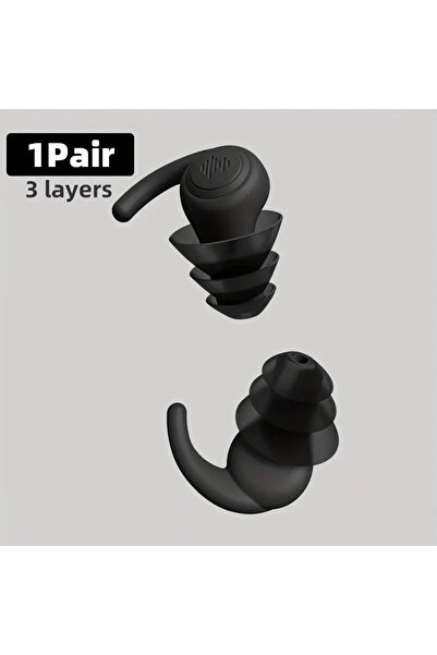 Choice سدادات أذن من السيليكون الناعم من HUAK، مكونة من 3 طبقات باللون الأسود...