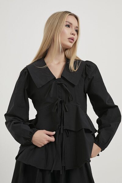 Arma Life ARMALİFE 6038 ÖNÜ BAĞCIKLI VOLANLI PREMIUM KADIN BLUZ