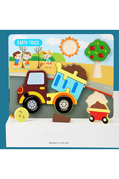 TinyBics Puzzle  3D din Lemn – Camion Multicolor, 2-6 Ani