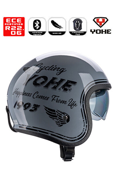 Yohe MOTOR KASKI 880-SHİNY GREY/BLACK/SİLVER