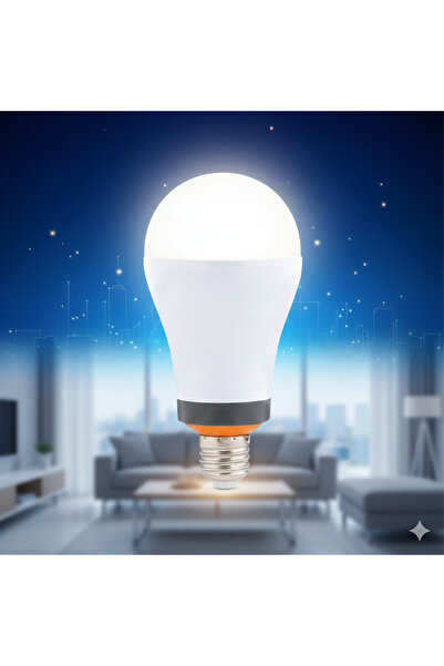 K2 KES076 Şarjlı Acil Durum LED Ampulü 12W E27 Beyaz Işık (Kesintide Yanar)