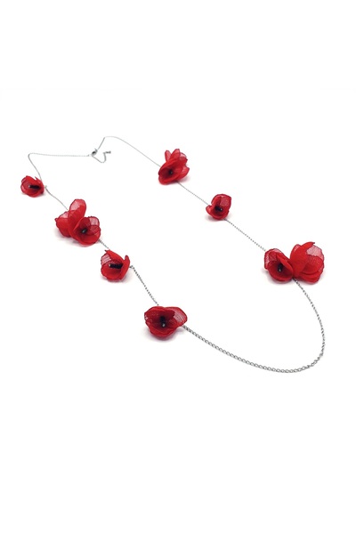 Corizmi Bijuterie multifuncțională, colier la baza gâtului sau lung, brățară, flori din voal, Spring Bloom