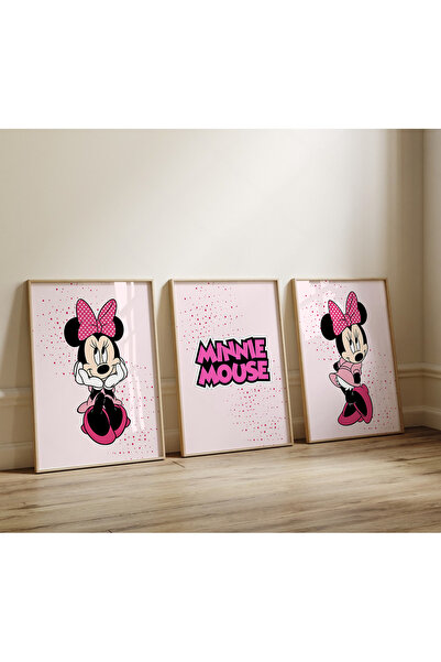 POSTER (ÇERÇEVESİZ) Minnie Mouse 3lü seti Çerçevesiz Duvar Posteri