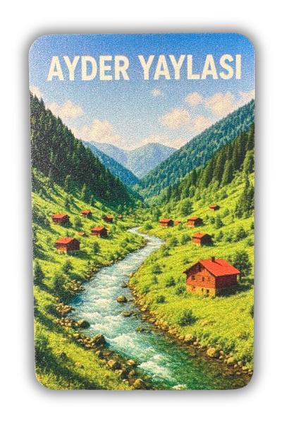 Woobizo Ayder Yalası ahşap tasarım buzdolabı magneti - Hediyelik Magnet