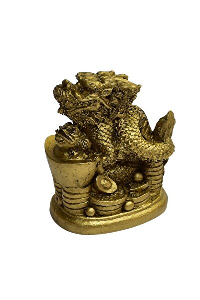 Feng Shui Dragon auriu pe pepita si monede chinezesti