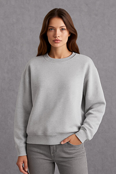 Keywest Γυναικείο φούτερ με λαιμόκοψη 3 νήματα Oversize Basic