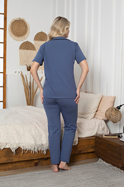 Lavint Homewear Set de pijamale pentru femei din bumbac lycra (95% bumbac, 5% lycra) cu model de fundă cu panglică, cu formă confortabilă