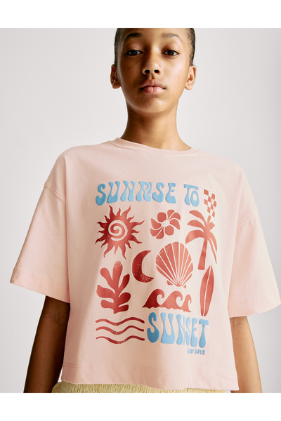 Marks & Spencer Pamuk Karışımlı “Sunrise to Sunset” Tişörtü (6-16 Yaş)